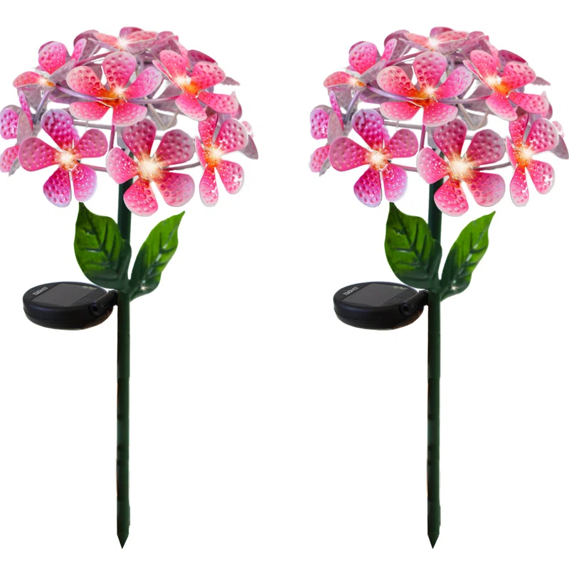 Touch of ECO Solar Powered LED Metal Flower Garden Stake Light (Set of 2)
