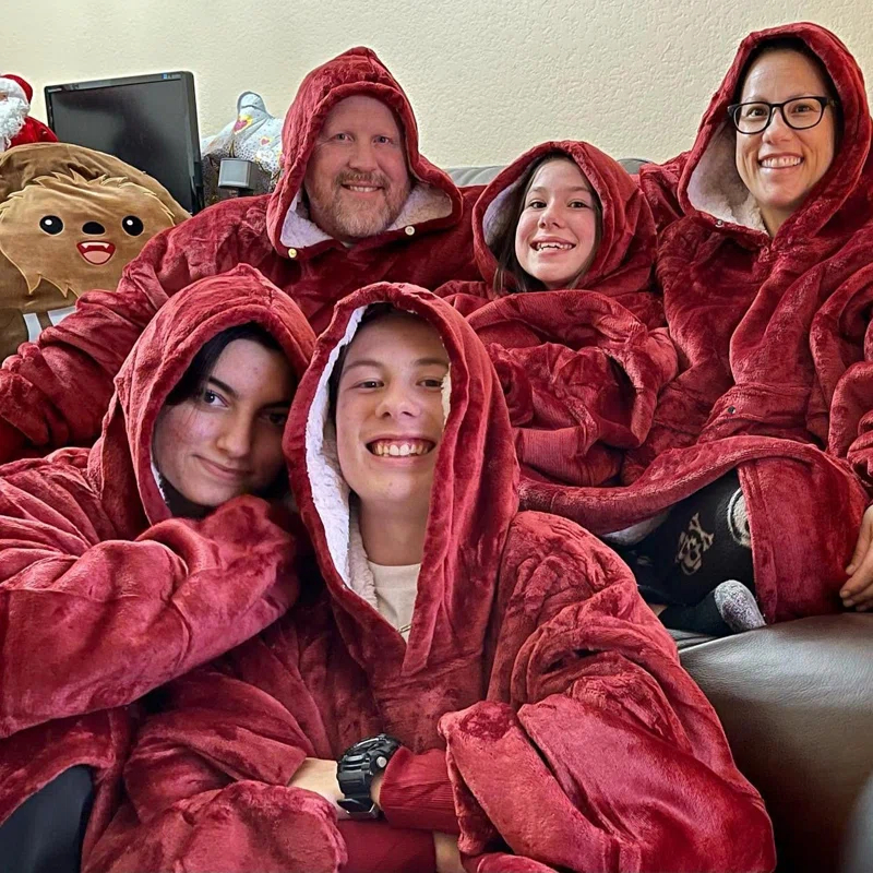 Catalonia Oversized Hoodie Blanket Sweatshirt, Warm Sherpa Giant Pullover with Front Pocket for Men Women