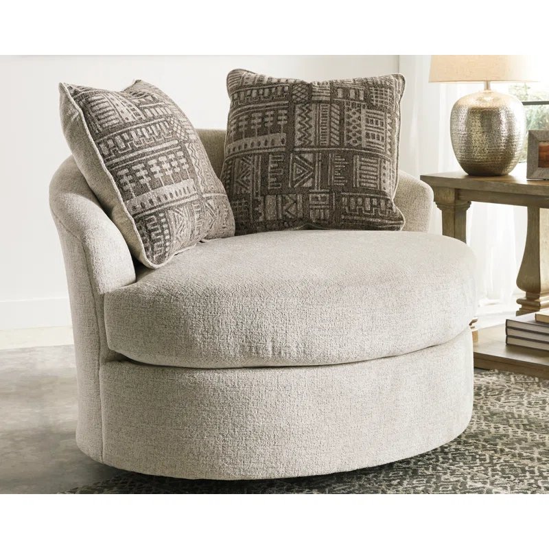 Ebern Designs Maravilla Upholstered Swivel Barrel Chair