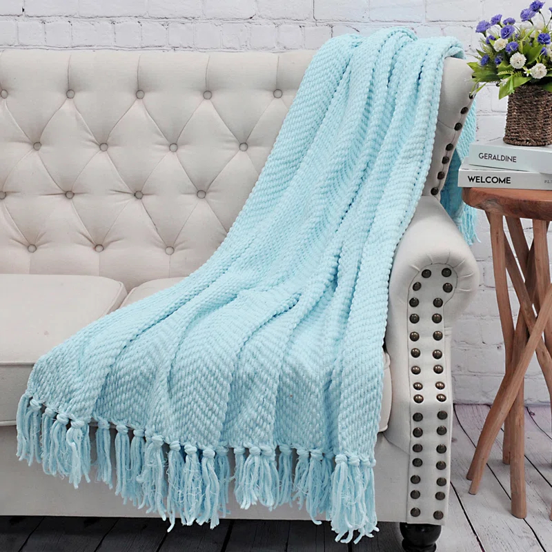 Home Soft Things Tweed Knitted Throw Blanket