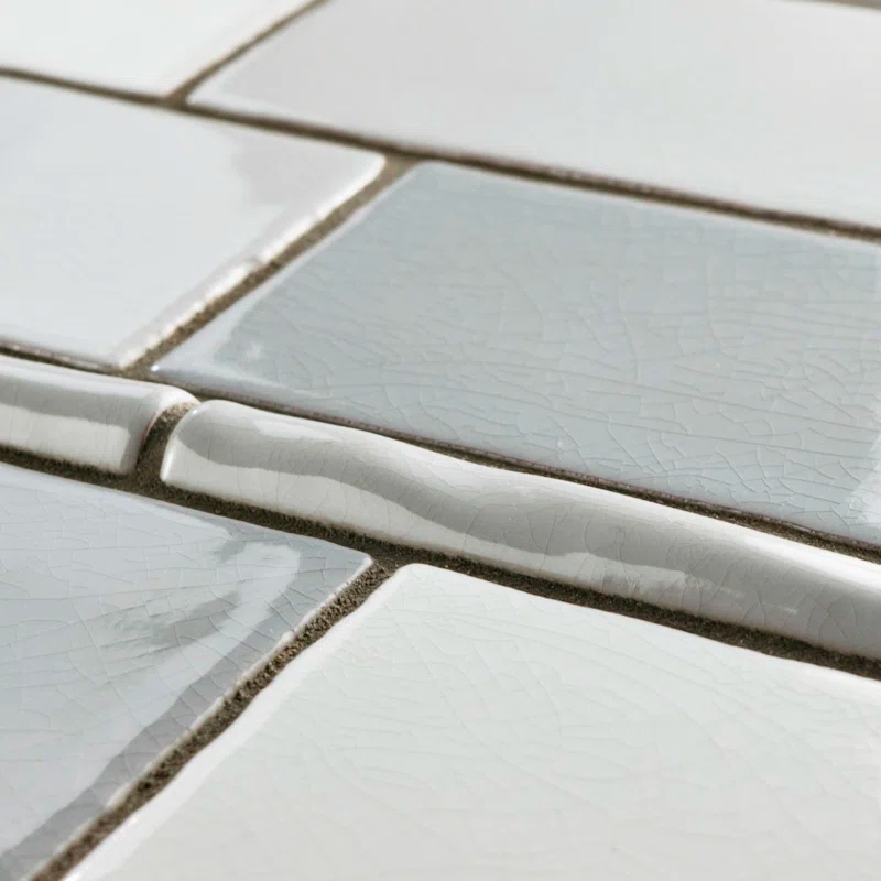 Merola Tile Antic Craquelle 3/4" x 6" Glossy Ceramic Quarter Round Wall Tile Trim in Gris Oscuro Craquele