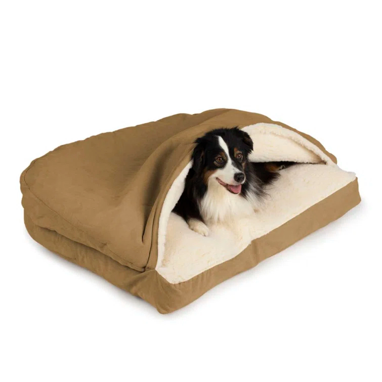 Snoozer Pet Products Snoozer Microsuede Rectangle Cozy Cave Hooded Dog Bed