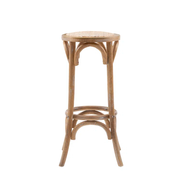 Dovecove Fredericksburg Round Rattan Seat Counter Stool with Solid Wood Frame