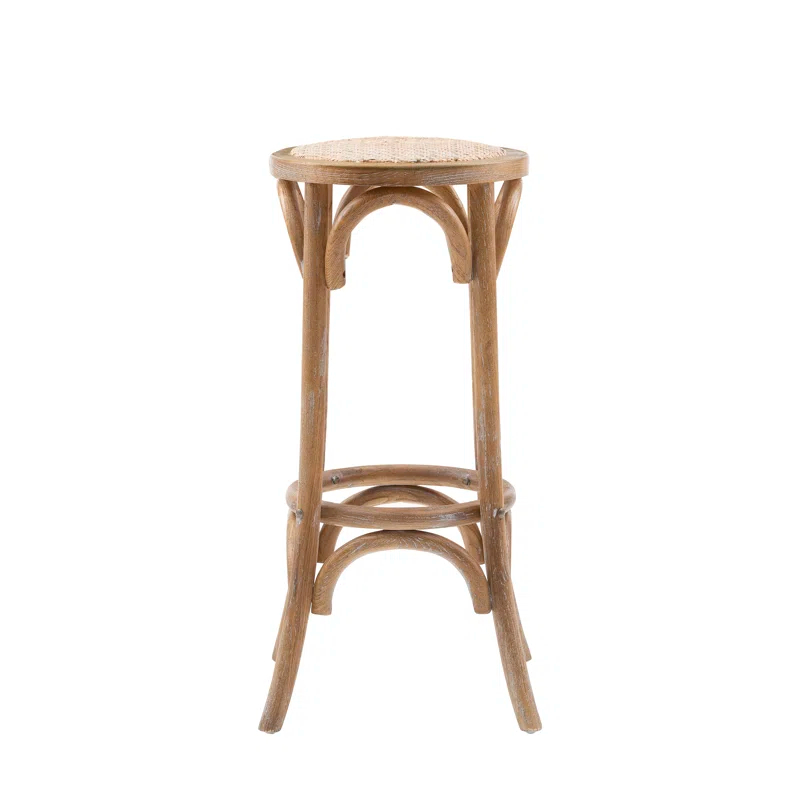 Dovecove Rae Round Rattan Seat Counter Stool with Solid Wood Frame