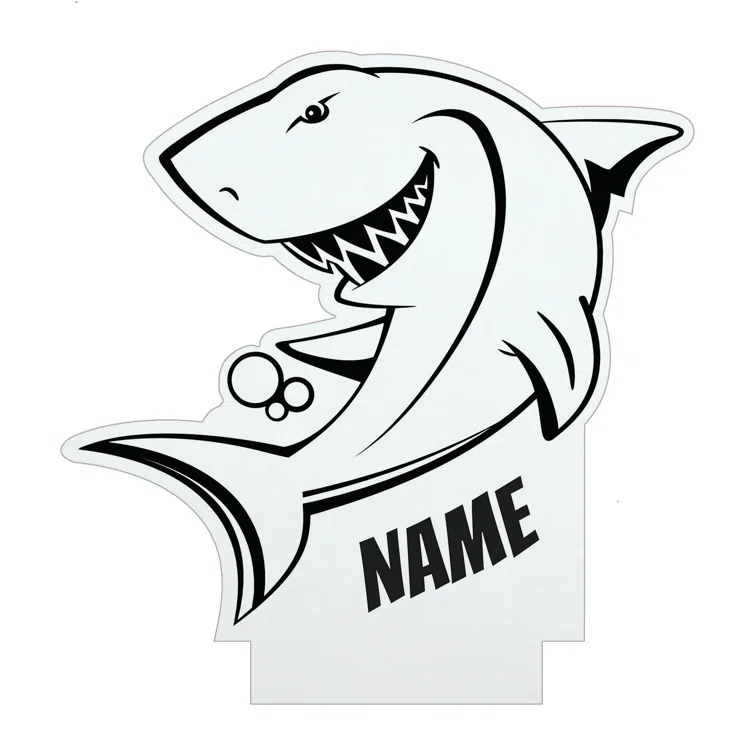 CPS Shark LED Night Light with Custom Name Laser Engraved on Acrylic Design Insert
