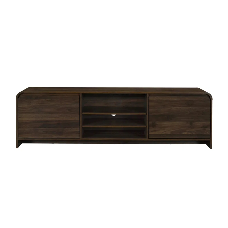 Benjara Maria TV Stand Media Cabinet, 2 Drawer And Shelves, Wood 71 Inch