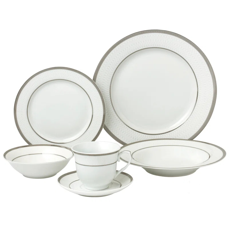 Lorren Home Trends 24 Piece Porcelain China Dinnerware Set - Service for 4
