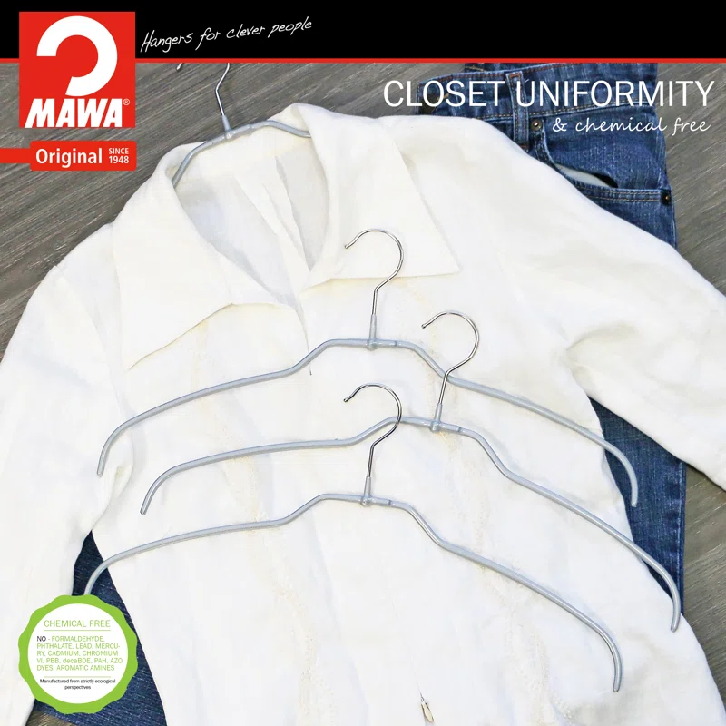 Mawa Metal Non-Slip Standard Hanger for Dress/Shirt/Sweater (Set of 20)