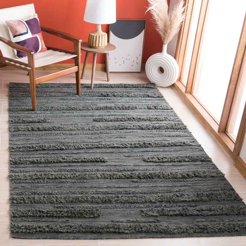 Hartzler Handmade Flatweave Charcoal/Ivory Area Rug