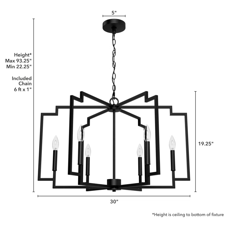Hunter Fan Hunter 30 Inch Zoanne 6 Light Chandelier Ceiling Light Fixture