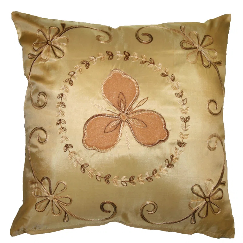 Violet Linen Silky Ornate Embroidered Velvet Floral Reversible Pillow Cover
