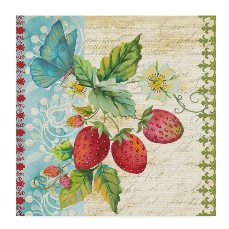 Trademark Fine Art Jean Plout " Vintage Fruit Strawberries " by Jean Plout