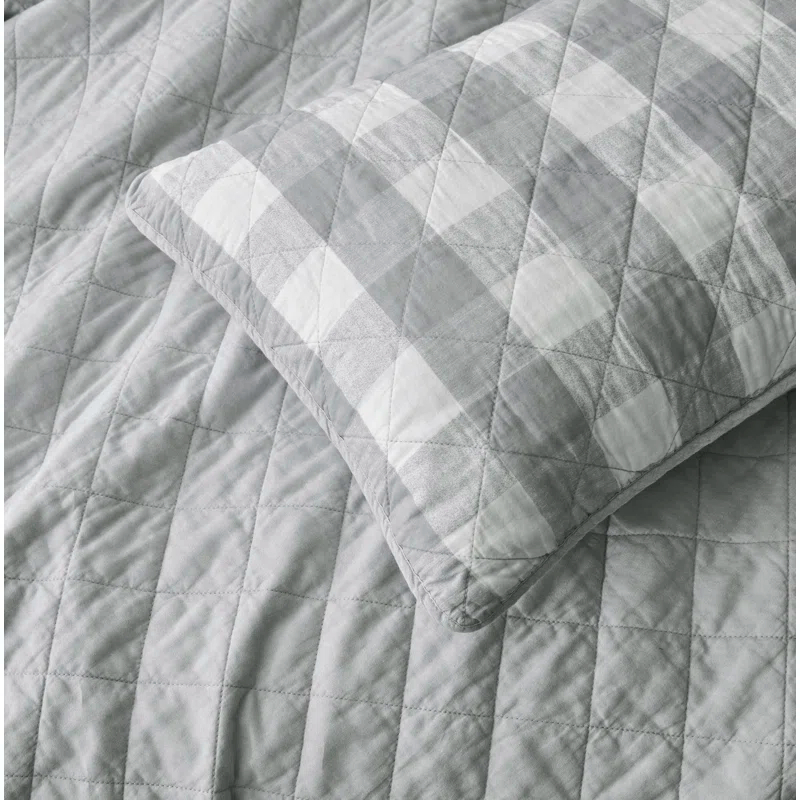 Chezmoi Collection Cotton Plaid Quilt Set
