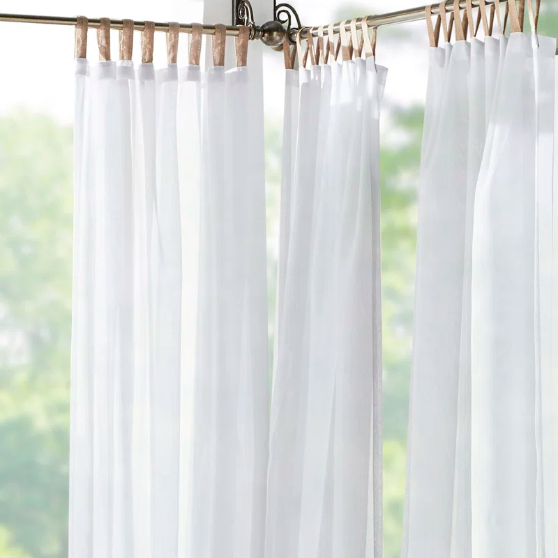 Gracie Oaks Janig Solid Sheer Tab Top Single Indoor/Outdoor Curtain Panel