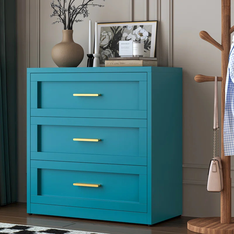 Mercer41 Metal 3 Drawer Dresser For Bedroom