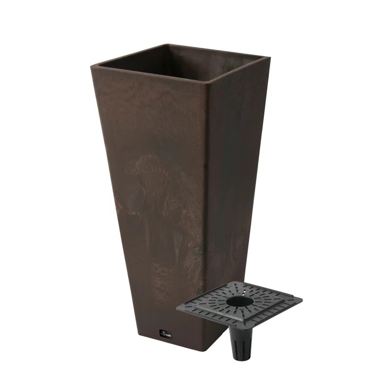 Algreen Valencia 10.5"x24"H Square Planter with Water Tray