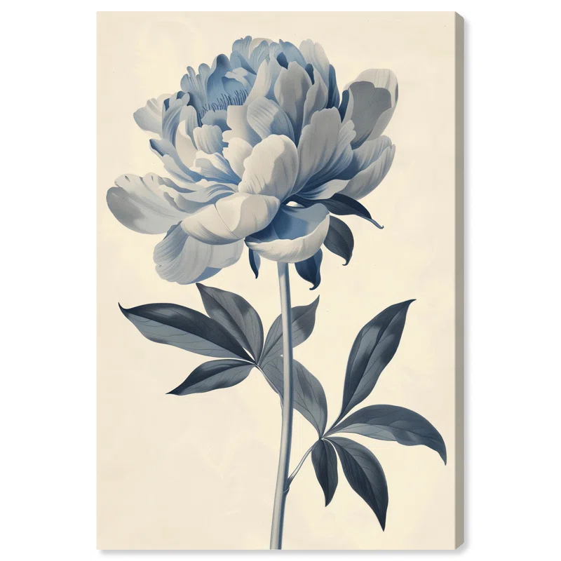 Art Remedy Delicate Blue Flower Minimalistic Floral Wall Art by Art Remedy