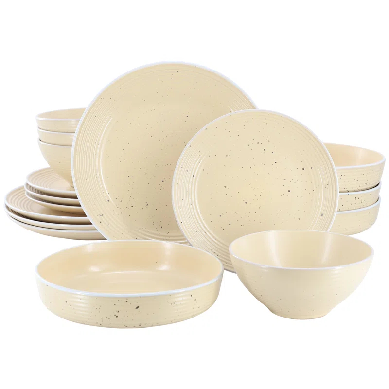 HomeStyle Entertaining HomeStyle Entertaining Emilia 16pc Assorted Double Bowl Stoneware Dinnerware Set