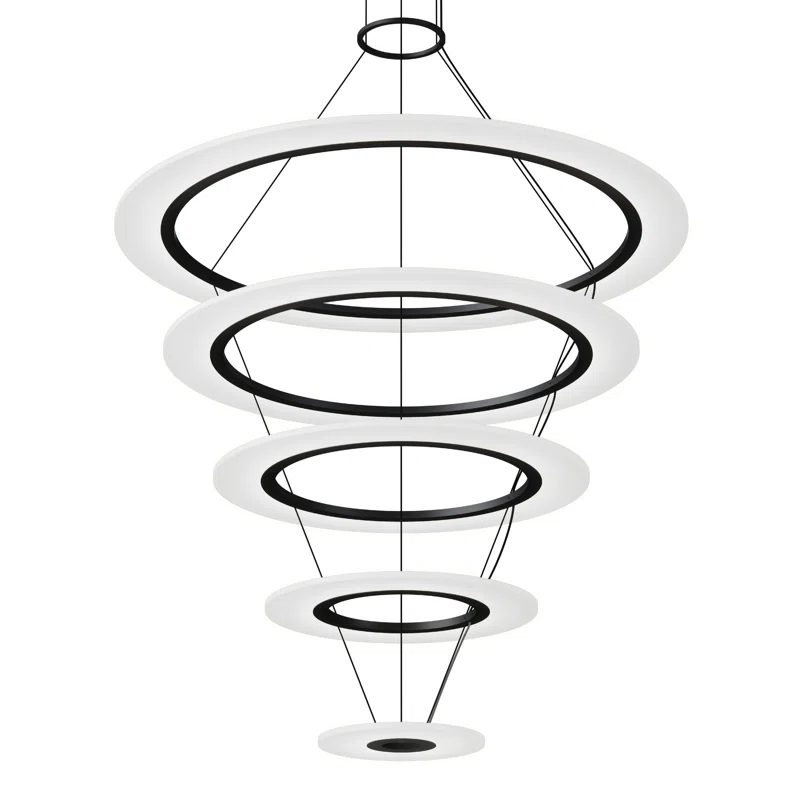 Arctic Rings 5 - Light Acrylic Dimmable LED Tiered Chandelier