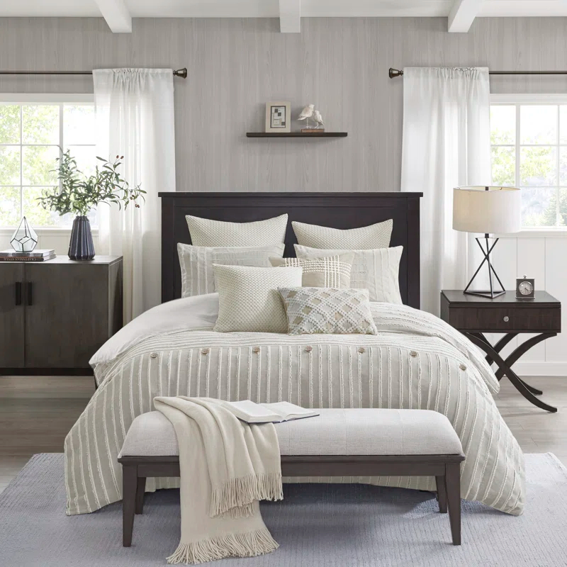 Madison Park Signature Madison Park Signature Essence Oversized Cotton Clipped Jacquard Comforter Set