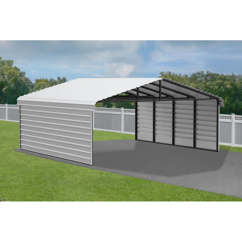 Arrow Arrow Steel Carport with 2 Side Wall Kits, 20x20x09
