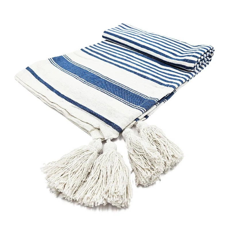 Brighton Striped Throw Blanket - Set of 2 - 50" x 60" - Blue