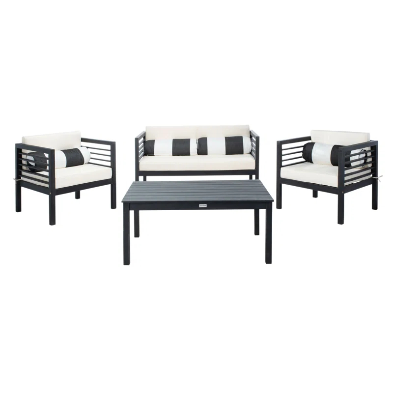 Wade Logan® Arlethe Wood 4 - Person Patio Conversation Sets with Cushions