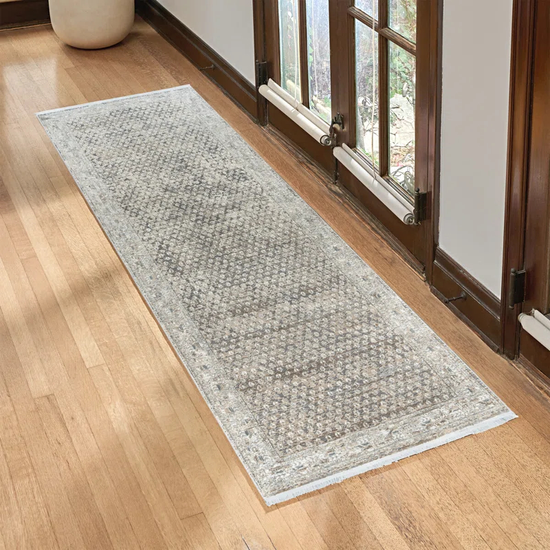 Gertmenian Florance Modica Transitional Oriental Border Floral Dark Gray High-Low Viscose/Acrylic Area Rug