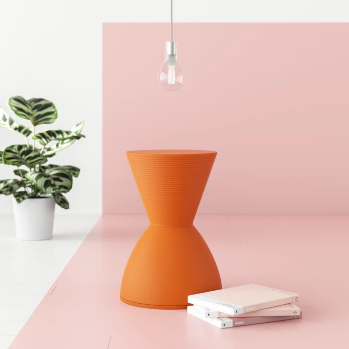 AllModern Durant Reversible Drum End Table with Storage – No Assembly Lightweight Accent Side Table for Indoor & Outdoor Use