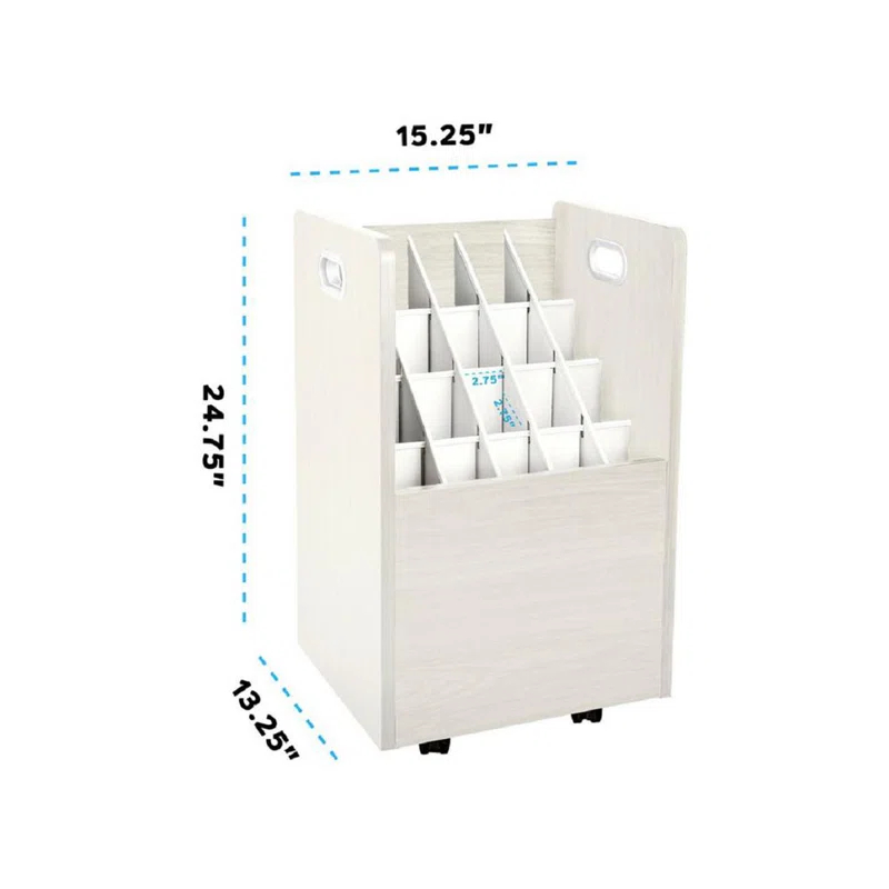20-Slot Mobile Rolling Wood Blueprint Roll File Large Document Organizer