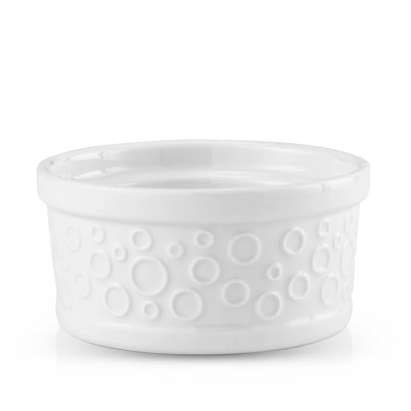 JoyJolt Joyjolt White Embossed Porcelain Ramekins - 4 Oz- Set Of 4 (Set of 4)