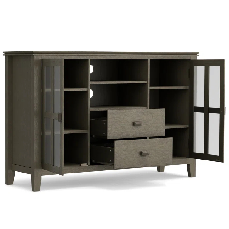 Simpli Home Artisan 53"W Solid Wood Contemporary Tall TV Stand for TVs up to 60" with Adjustable Shelves