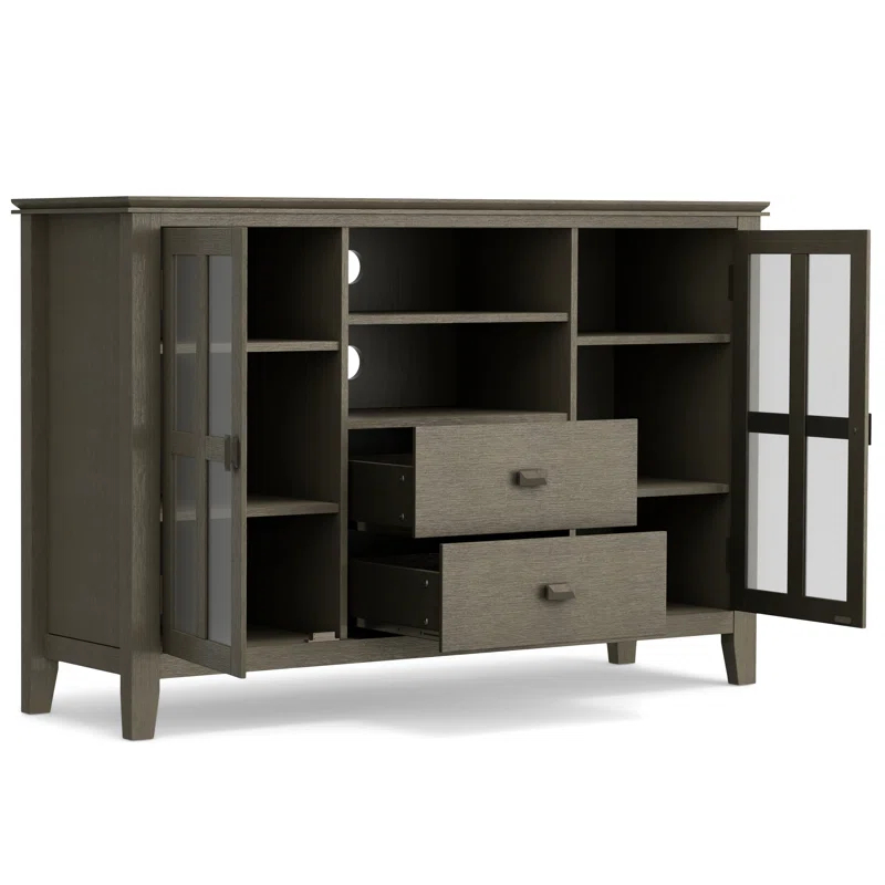 Simpli Home Artisan 53"W Solid Wood Contemporary Tall TV Stand for TVs up to 60" with Adjustable Shelves