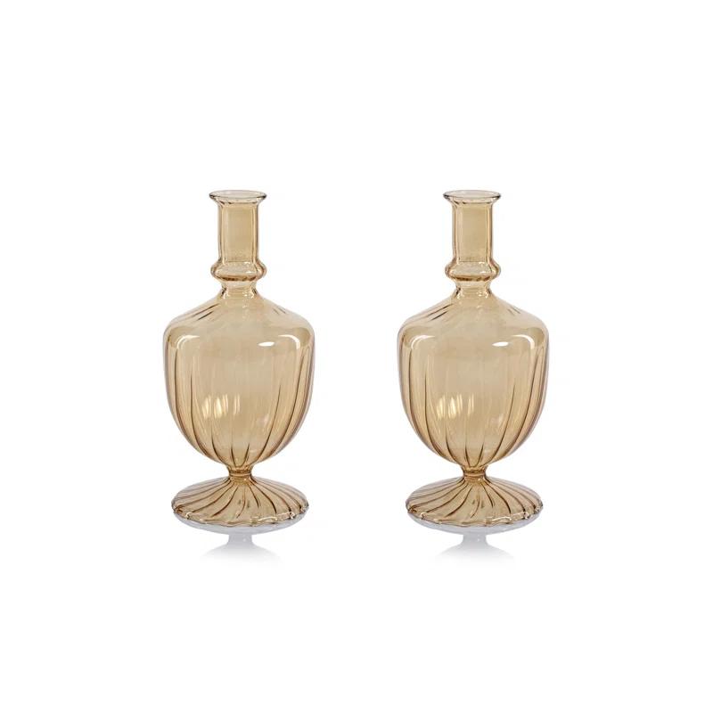 Winston Porter Trinida Vellum 2-Piece Set Spiral Glass Vases, Urn Shape