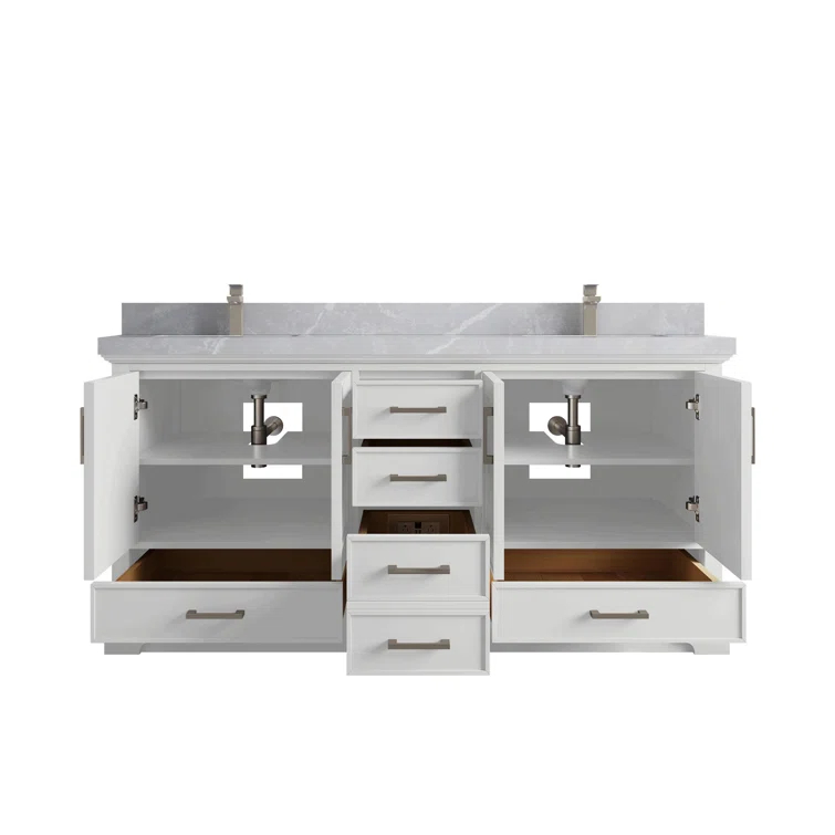 Willow Collections Charlotte 72'' Double Bathroom Vanity with Quartz Top