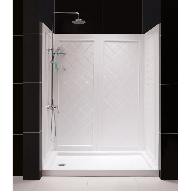 DreamLine DL-6227L-04 DreamLine Flex 30 in. D x 60 in. W x 76 3/4 in. H Semi-Frameless Shower Door, Backwalls