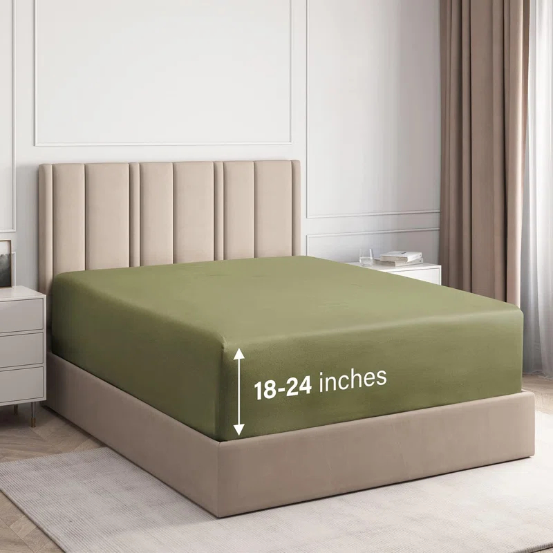 CGK Linens 400 Thread Count Cotton Fitted Sheet 18" - 24" Inch Extra Deep Pocket