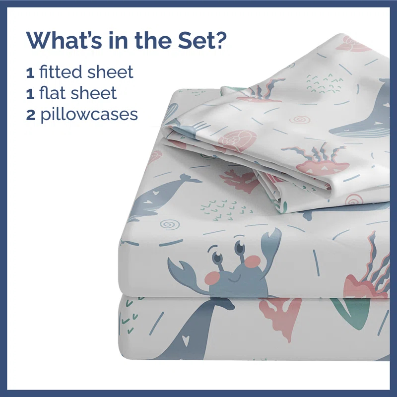 CGK Linens 4 Piece Kids Microfiber Sheet Set - Wrinkle Free - Cute, Cozy, Soft
