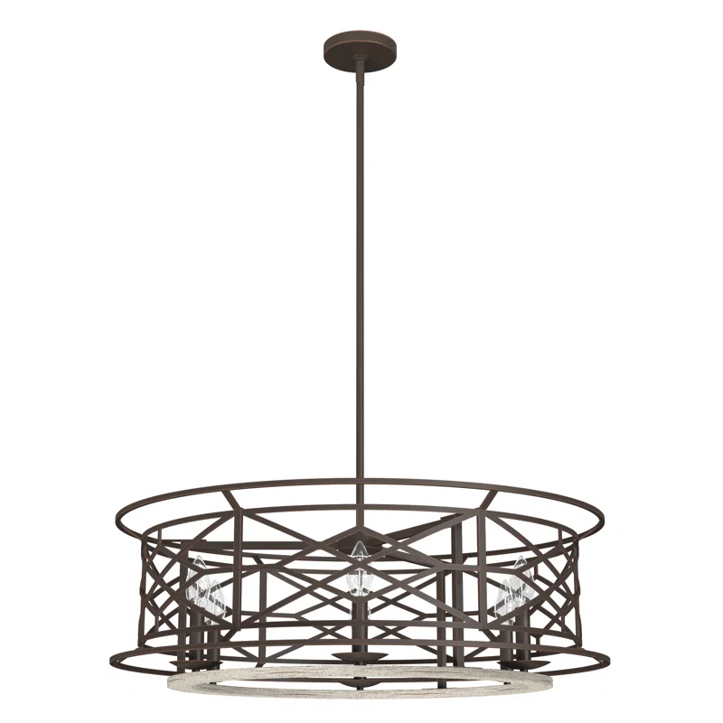 Hunter Fan Langwood 6 - Light Unique / Statement Drum Chandelier
