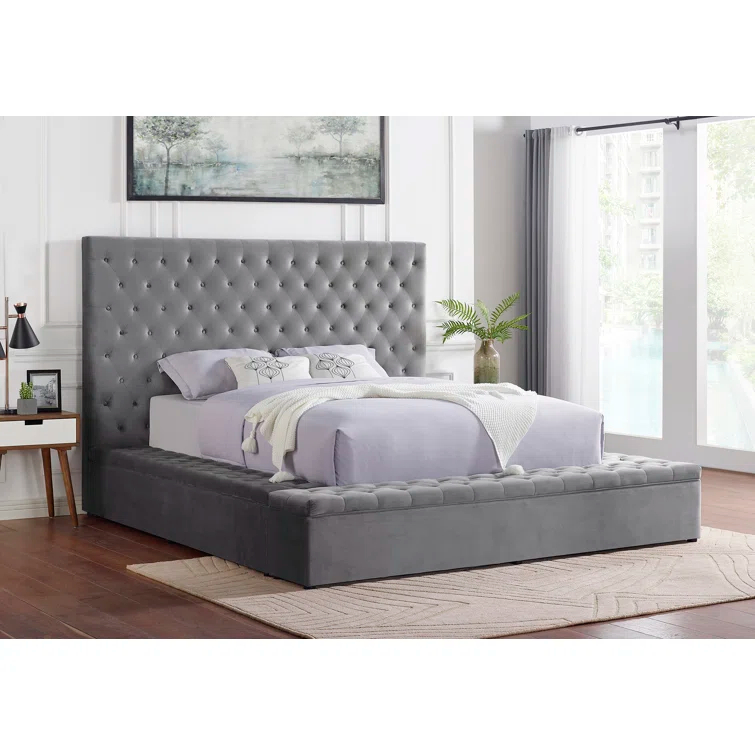 Best Master Furniture Upholstered Panel Storage Bed