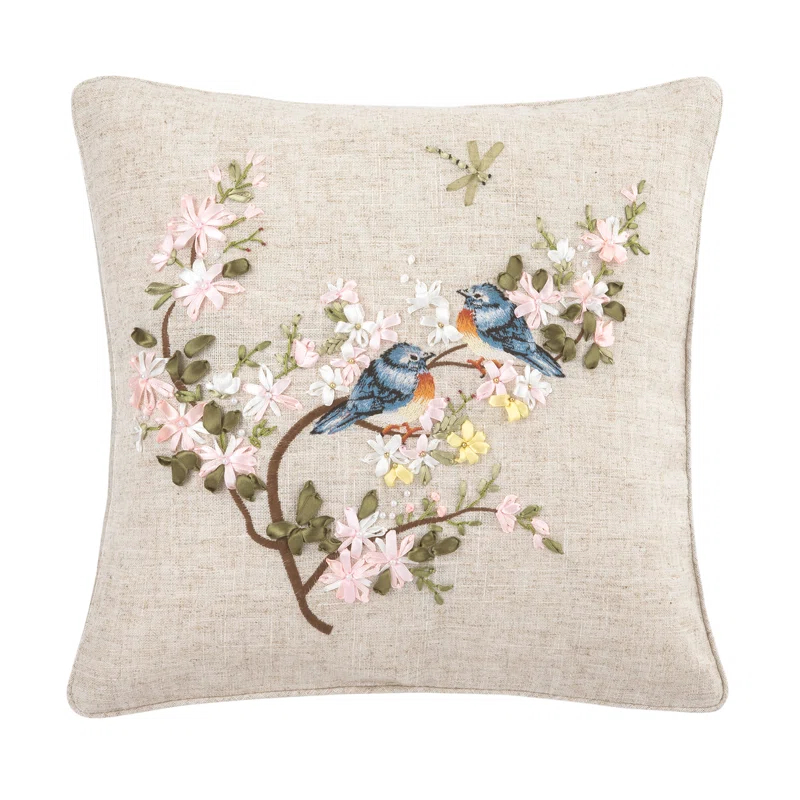 C&F Home Bluebird Hand Crafted Ribbon Easter Spring Art Pillow