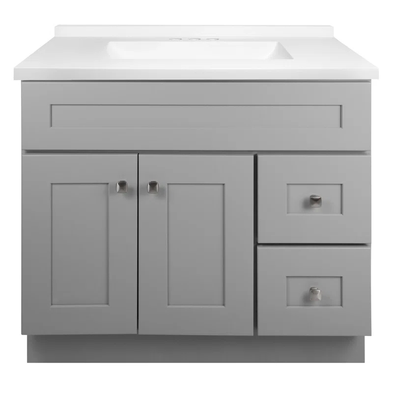 Brookings 37 Inch Solid Wood Bathroom Vanity with Modern Sink Top, Assembled, Sherwin Williams – Design House, 216218