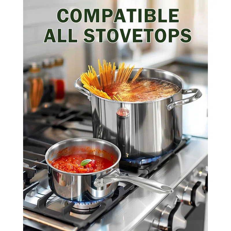 Cooks Standard Stainless Steel Saucepan Set 1.5 And 3 Quart, Multi-ply Clad Sauce Pot With Glass Lid, Silver | Wayfair