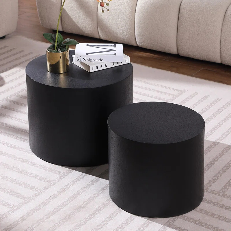 Gracie Oaks MDF With Veneer Side Table/Coffee Table/End Table/Nesting Table Set Of 2 For Living Room,Office,Bedroom