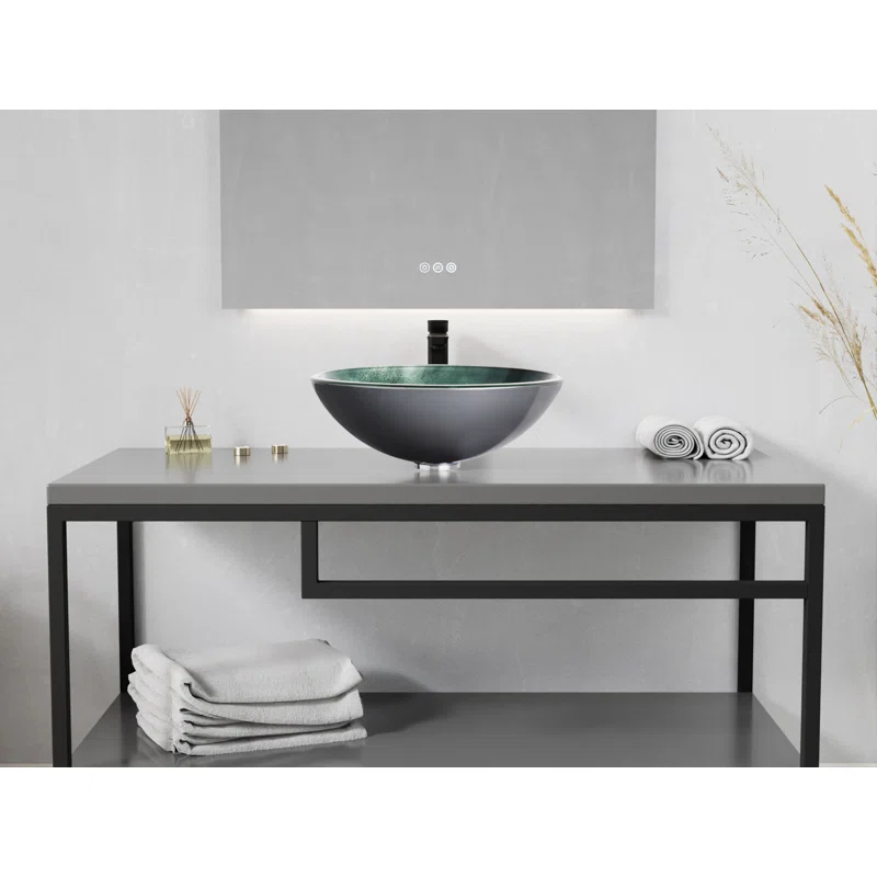 ANZZI LS-AZ917 ANZZI Belissima 16.5'' Stellar Gray Glass Circular Bathroom Sink