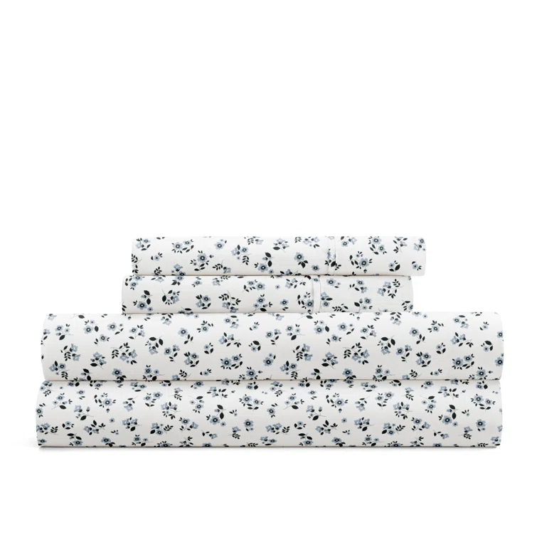 IEnjoy Home 4 Piece Sheet Set Patterned Microfiber Ultra Soft Bedding in Floral Dream