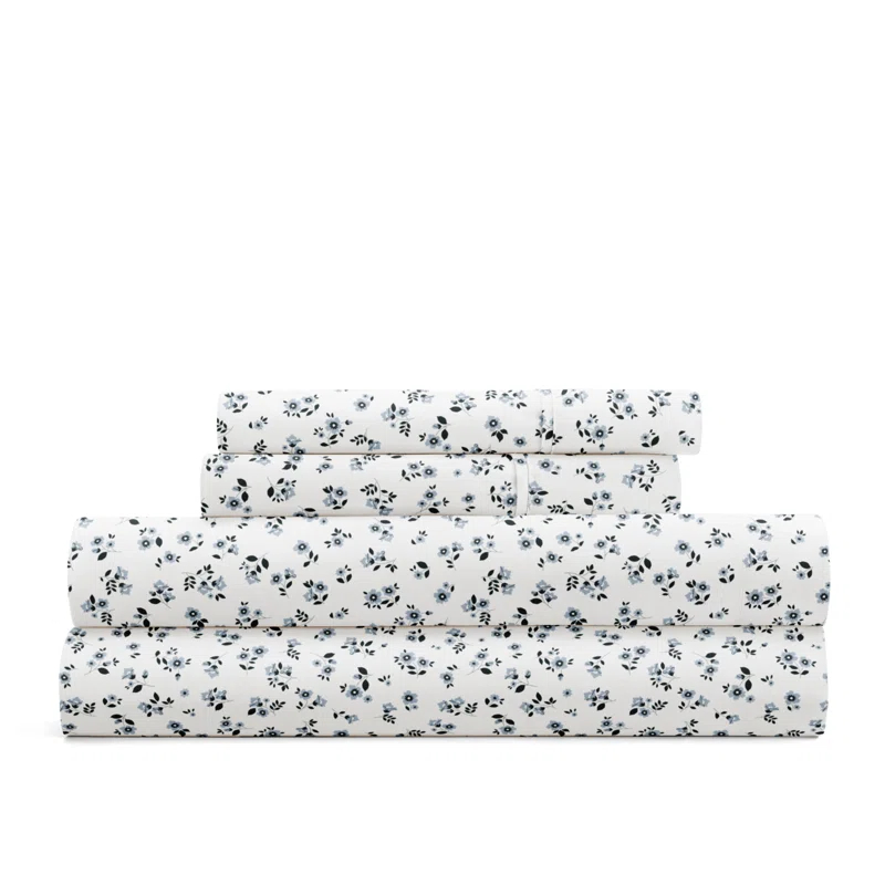 IEnjoy Home 4 Piece Sheet Set Patterned Microfiber Ultra Soft Bedding in Floral Dream
