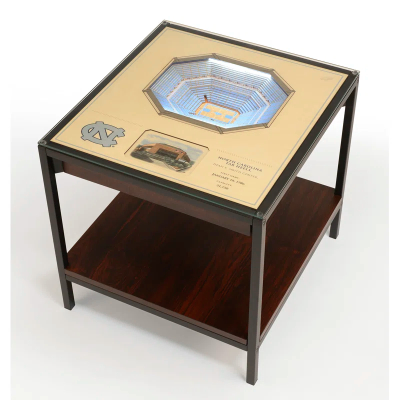 YouTheFan Glass Top End Table