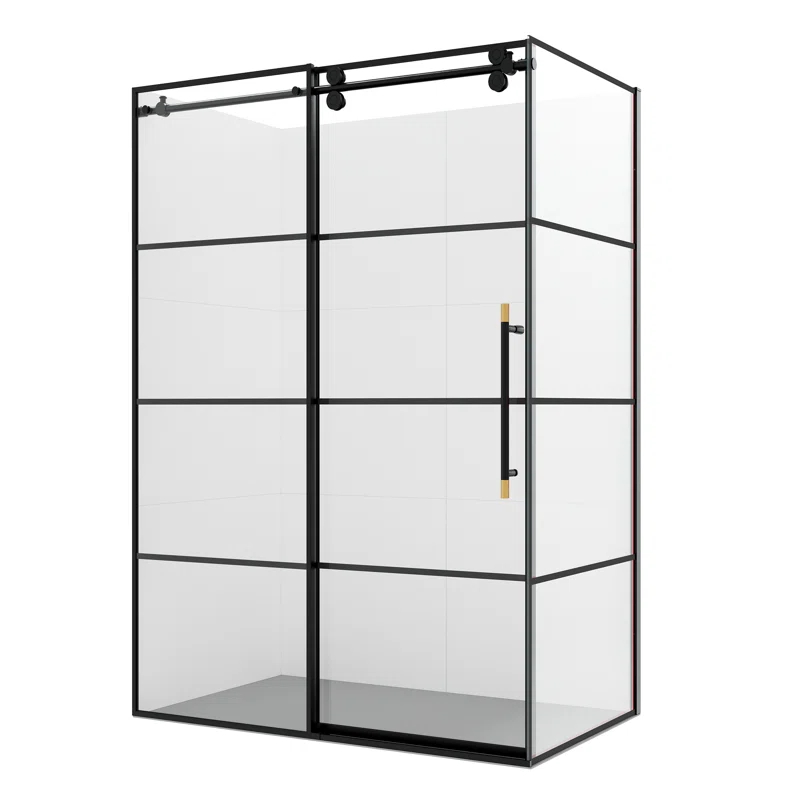 Vinnova 320048+36P-MB Losar 48'' W 78'' H Framed Rectangle Reversible Shower Enclosure