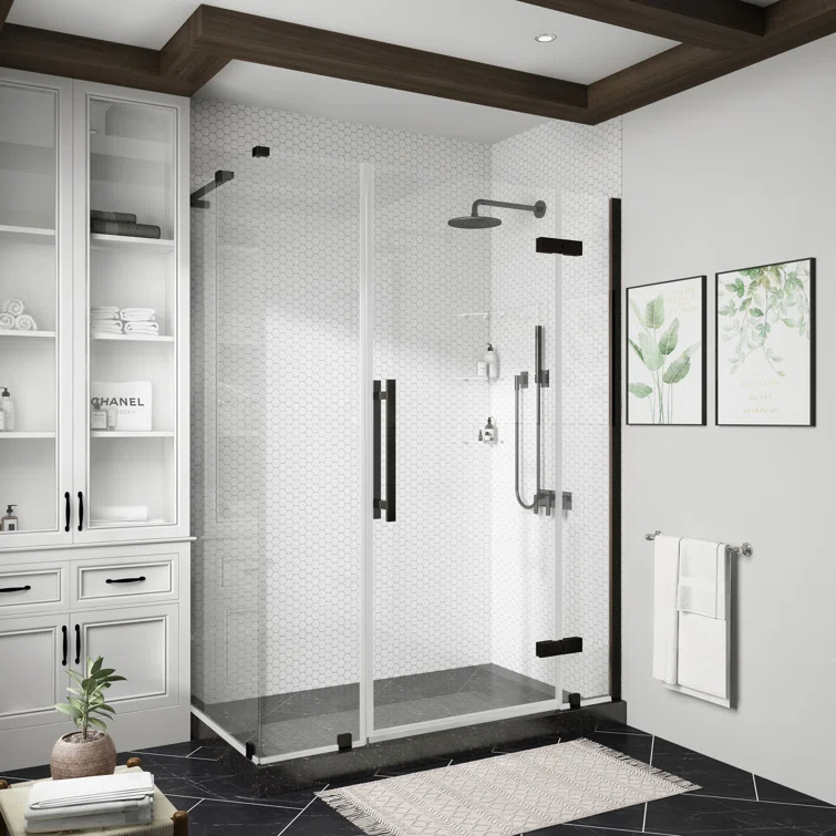 Ove Decors Endless Tampa 56" W x 72" H Corner Frameless Shower Kit, Door, 2 Panel, Shelves TA1451301
